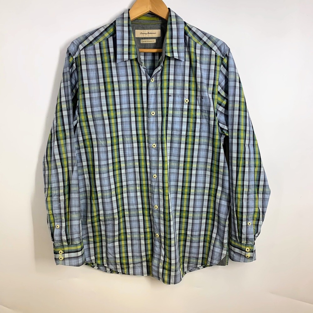 Tommy Bahama Mens Island Modern Fit Plaid Long Sleeve Button Down Shirt M